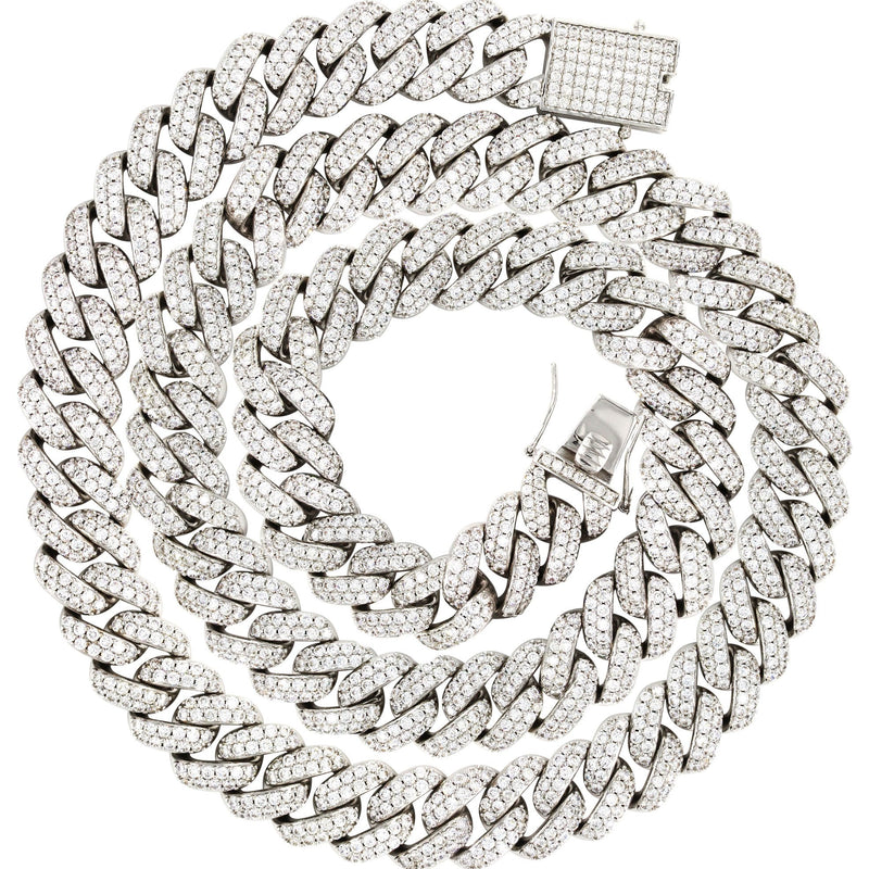 White Gold Plated Mens Iced Out Miami Cuban Link Chain