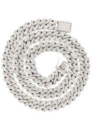 White Gold Plated Mens Iced Out Miami Cuban Link Chain