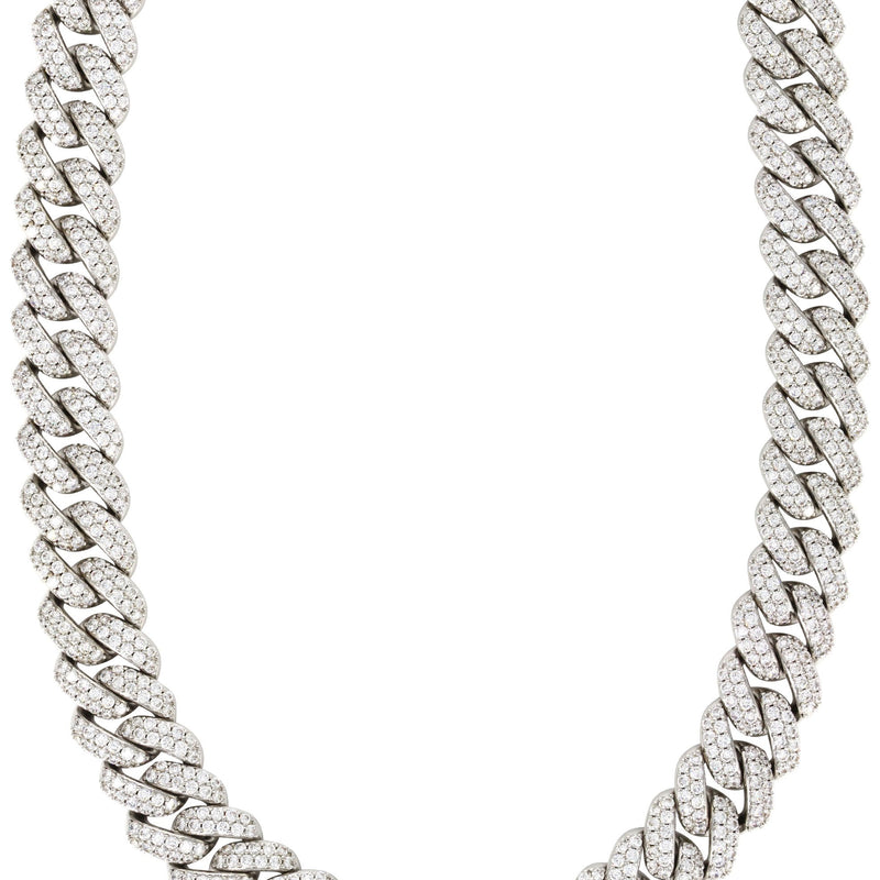 White Gold Plated Mens Iced Out Miami Cuban Link Chain