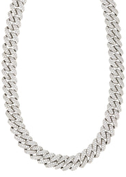 White Gold Plated Mens Iced Out Miami Cuban Link Chain