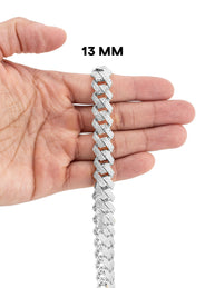 Silver Chain -  Hollow White Gold Iced Out Prong Cuban Link