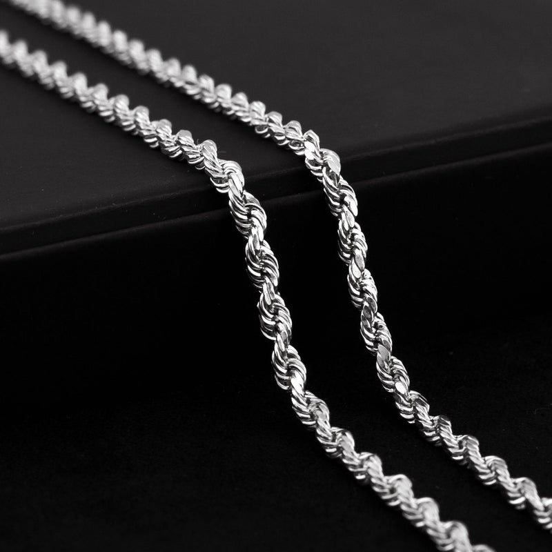 10K White Gold Rope Necklace / 3 MM