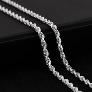 10K White Gold Rope Necklace / 3 MM