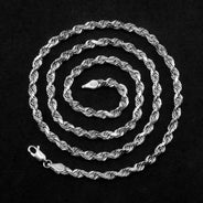 10K White Gold Rope Necklace / 3 MM