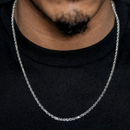 10K White Gold Rope Necklace / 3 MM