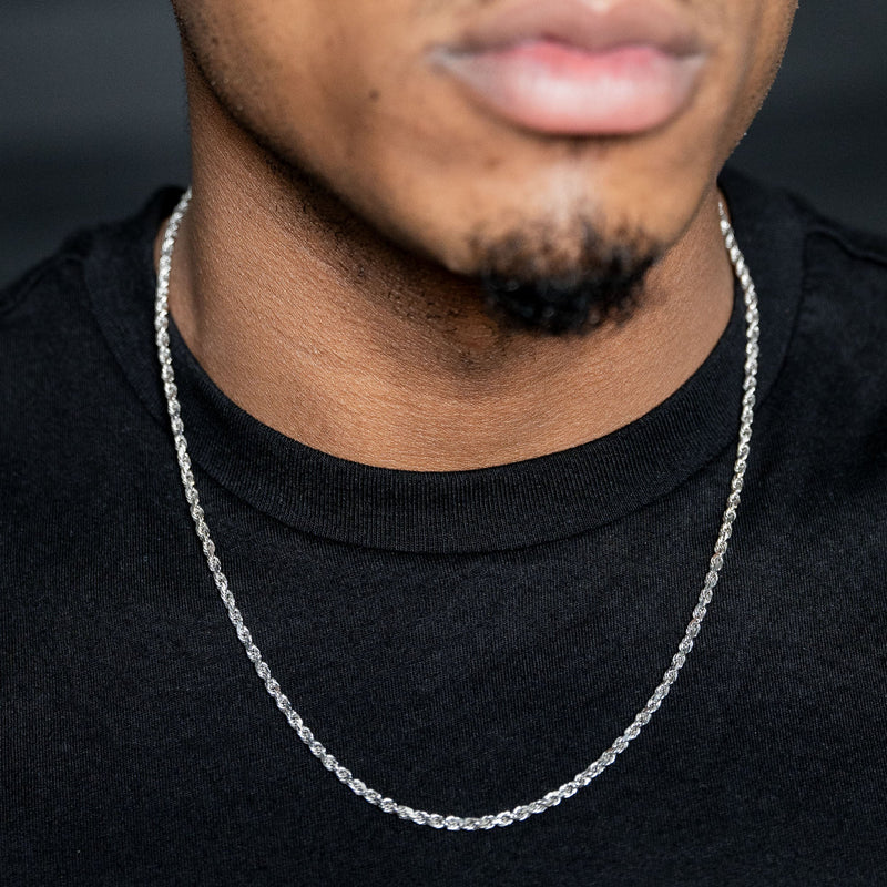 10K White Gold Rope Necklace / 3 MM