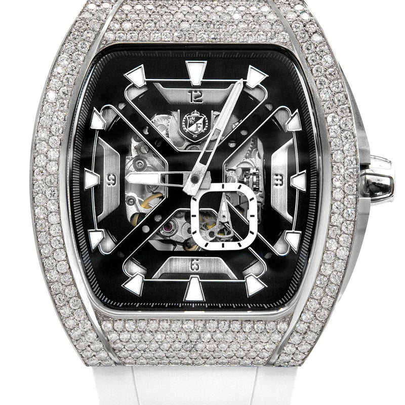 Frost NYC Mens Watch - Automatic Skeleton Stainless Steel Sport Diamond Watch | FRST-01-XS-D | White