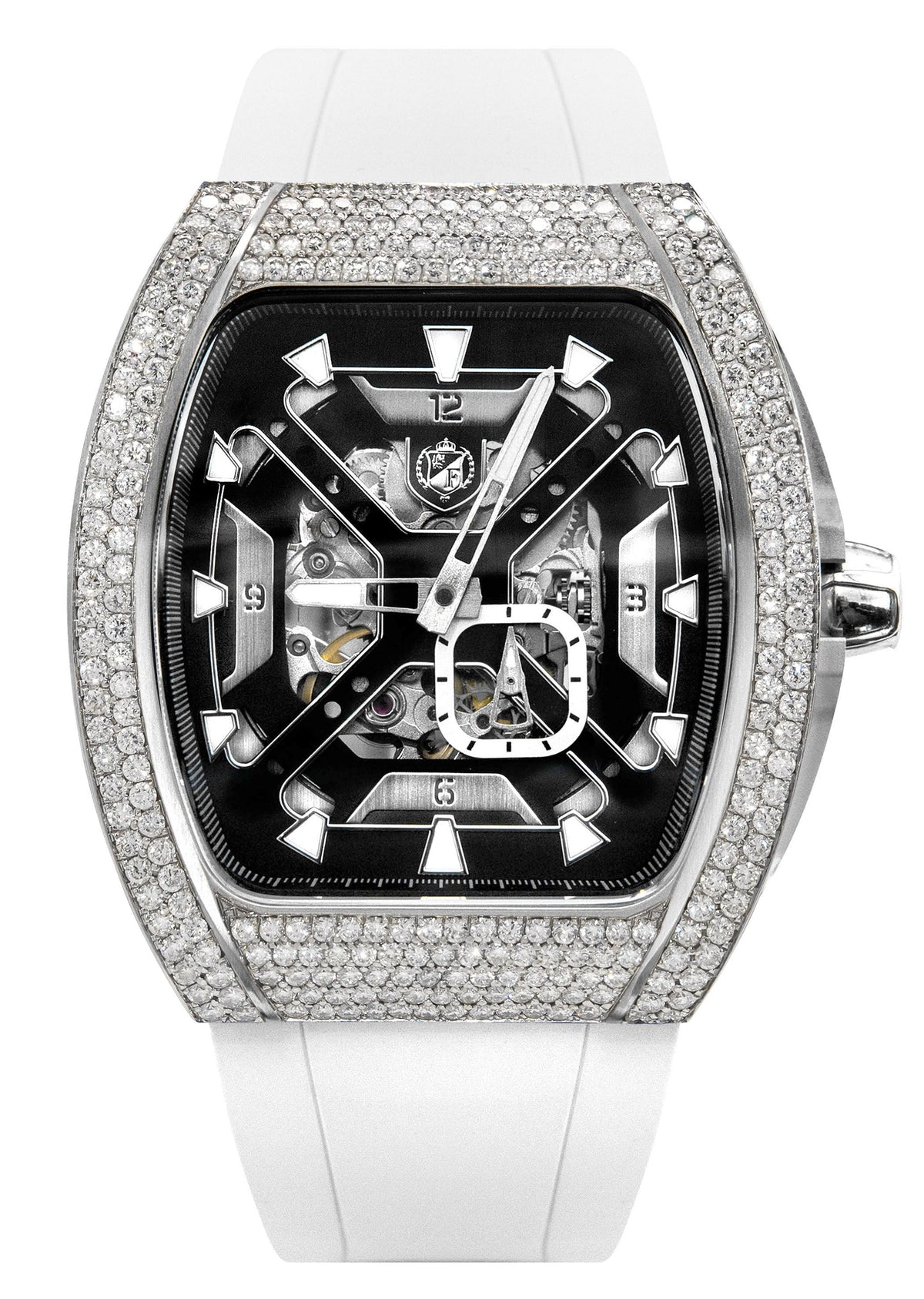 Frost NYC Mens Watch - Automatic Skeleton Stainless Steel Sport Diamond Watch | FRST-01-XS-D | White