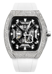Frost NYC Mens Watch - Automatic Skeleton Stainless Steel Sport Diamond Watch | FRST-01-XS-D | White