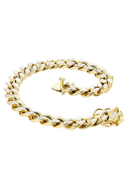 14K Gold Bracelet Semi Solid  Miami Cuban Link Diamond Cut