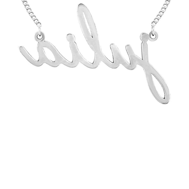 14K White Gold  Full Diamond Script Name Necklace | Style #18