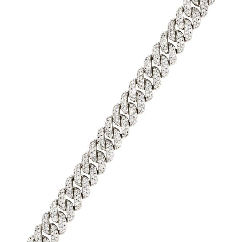 White Gold Plated Mens Iced Out Miami Cuban Link Bracelet