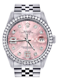 Mens Rolex Datejust Watch 16200 | 36Mm | Pink Flower Diamond Dial | Jubilee Band
