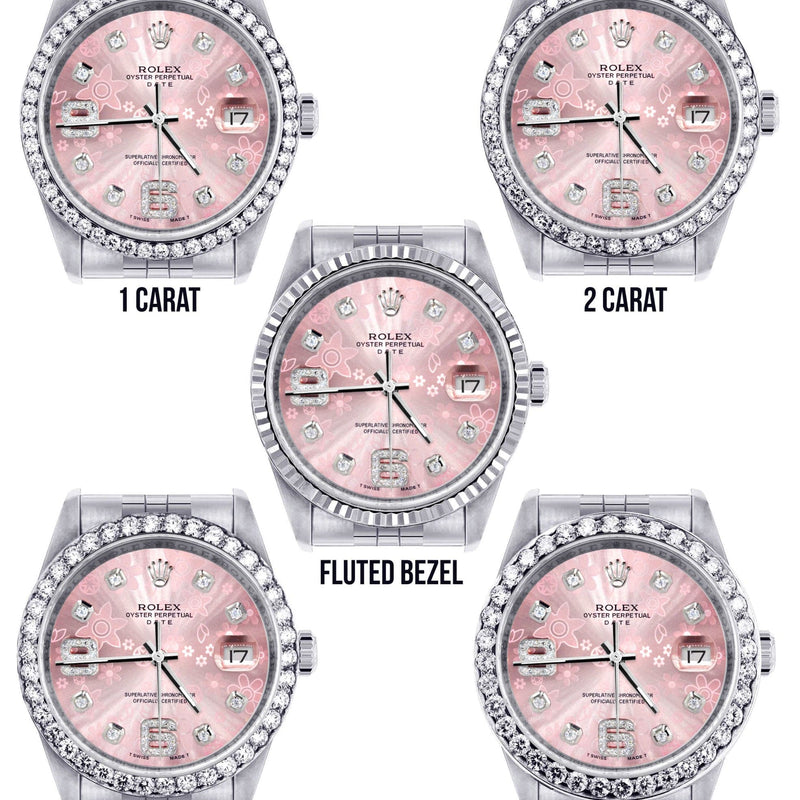 Mens Rolex Datejust Watch 16200 | 36Mm | Pink Flower Diamond Dial | Jubilee Band