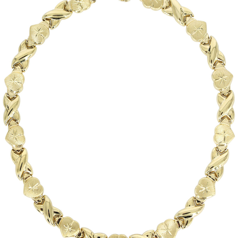 YELLOW GOLD "XO HEART" HOLLOW NECKLACE FOR WOMEN | APPX 12.3 GRAMS