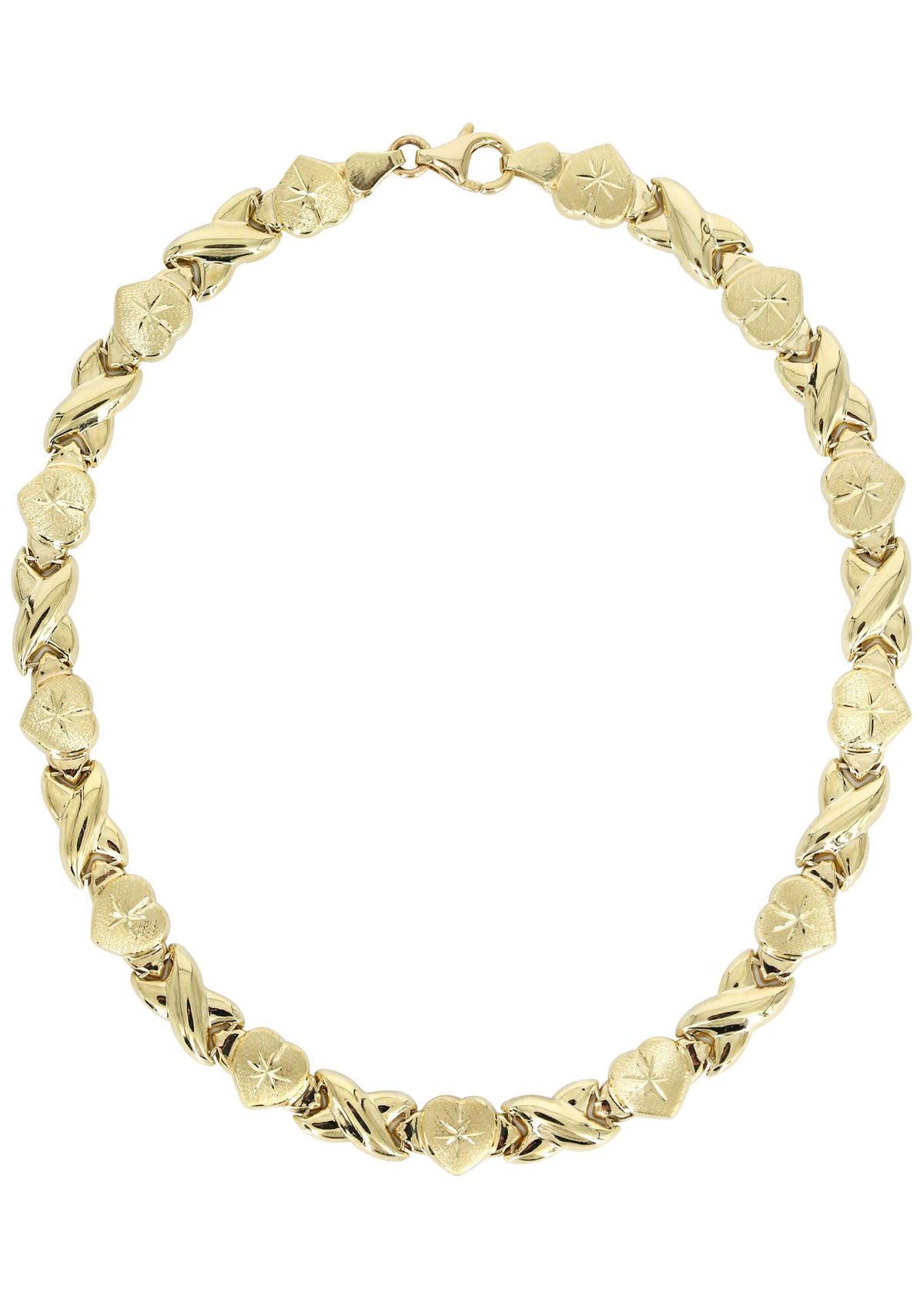 YELLOW GOLD "XO HEART" HOLLOW NECKLACE FOR WOMEN | APPX 12.3 GRAMS