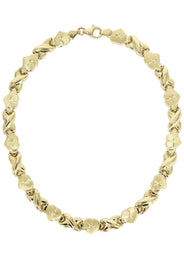 YELLOW GOLD "XO HEART" HOLLOW NECKLACE FOR WOMEN | APPX 12.3 GRAMS