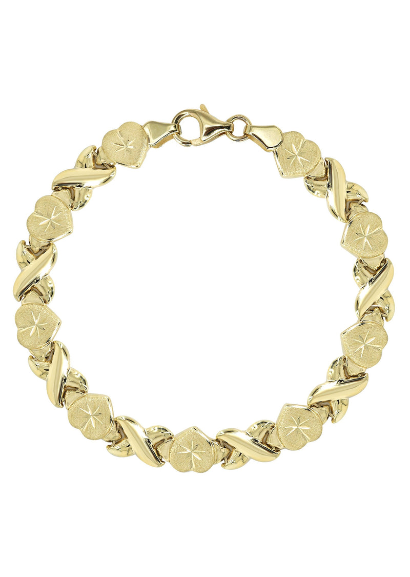 YELLOW GOLD "XO HEART" HOLLOW BRACELET FOR WOMEN | APPX 4.6 GRAMS