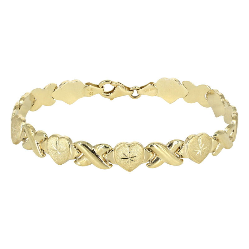 YELLOW GOLD "XO HEART" HOLLOW BRACELET FOR WOMEN | APPX 4.6 GRAMS