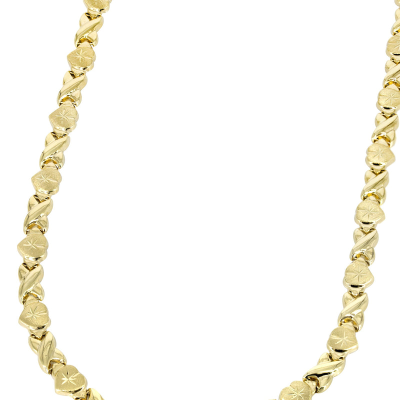 YELLOW GOLD "XO HEART" HOLLOW NECKLACE FOR WOMEN | APPX 12.3 GRAMS