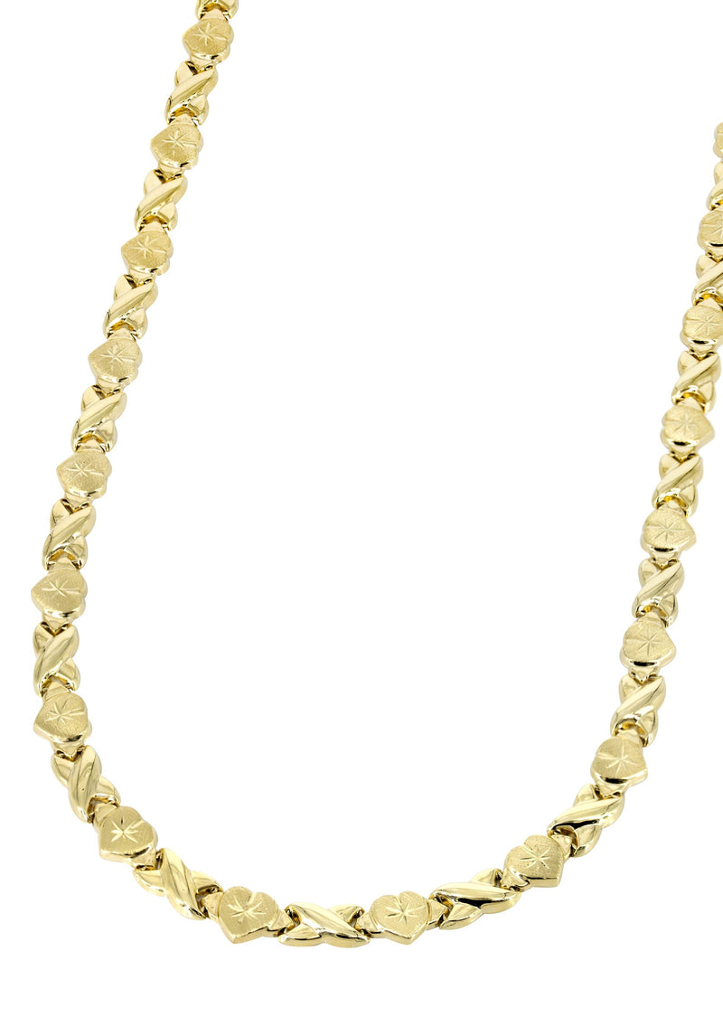 YELLOW GOLD "XO HEART" HOLLOW NECKLACE FOR WOMEN | APPX 12.3 GRAMS