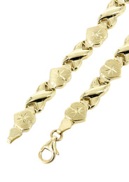 YELLOW GOLD "XO HEART" HOLLOW NECKLACE & BRACELET SET FOR WOMEN | APPX 16.9 GRAMS