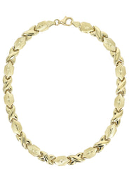 YELLOW GOLD "XO" HOLLOW NECKLACE & BRACELET SET FOR WOMEN | APPX 17.1 GRAMS