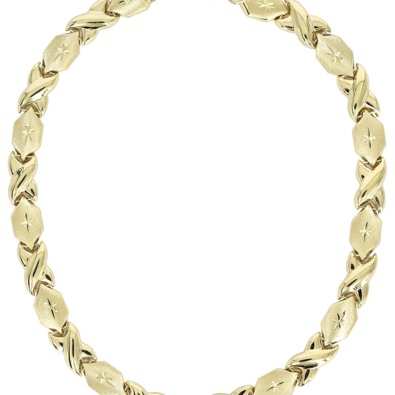 YELLOW GOLD "XO" HOLLOW NECKLACE FOR WOMEN | APPX 11.7 GRAMS
