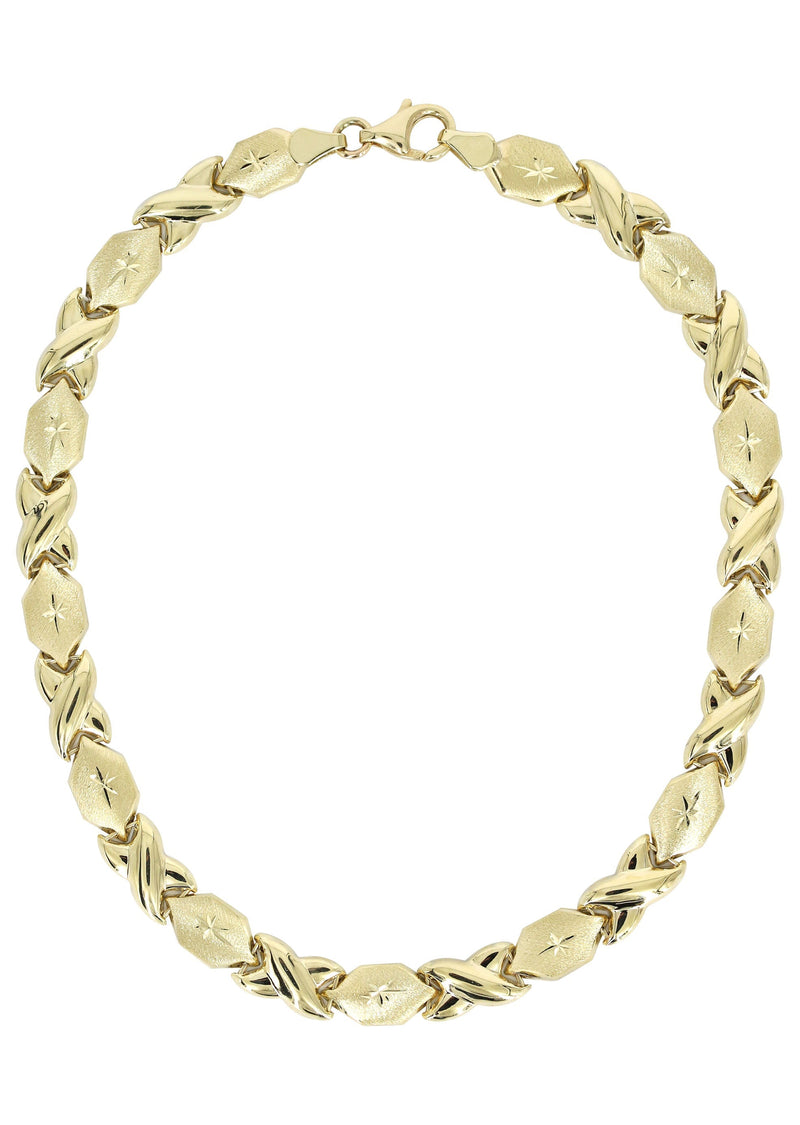 YELLOW GOLD "XO" HOLLOW NECKLACE FOR WOMEN | APPX 11.7 GRAMS