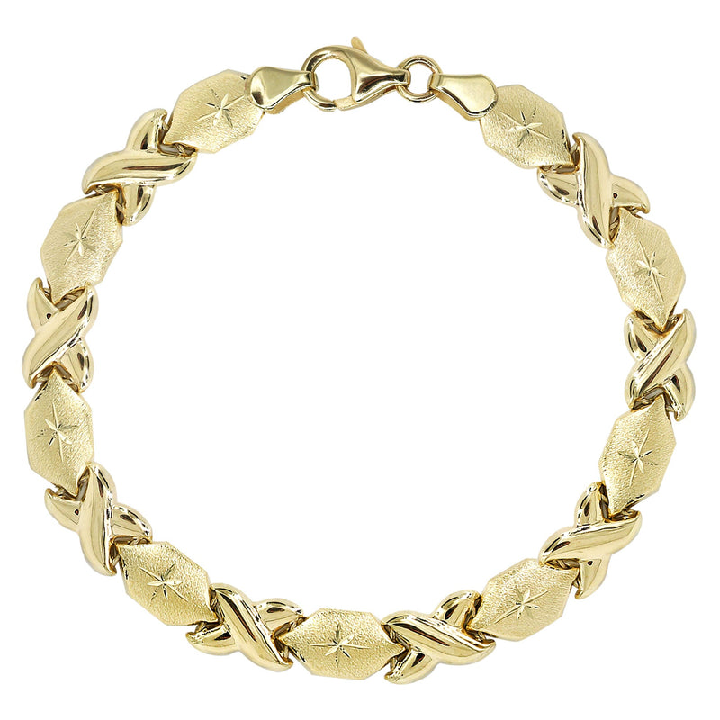 YELLOW GOLD "XO" HOLLOW NECKLACE & BRACELET SET FOR WOMEN | APPX 17.1 GRAMS