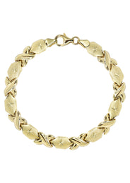 YELLOW GOLD "XO" HOLLOW NECKLACE & BRACELET SET FOR WOMEN | APPX 17.1 GRAMS
