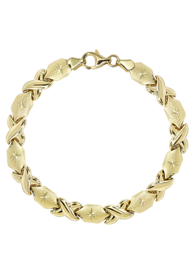 YELLOW GOLD "XO" HOLLOW BRACELET FOR WOMEN | APPX 5.4 GRAMS