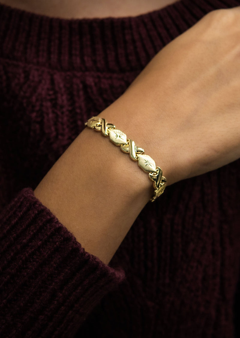 YELLOW GOLD "XO" HOLLOW BRACELET FOR WOMEN | APPX 5.4 GRAMS