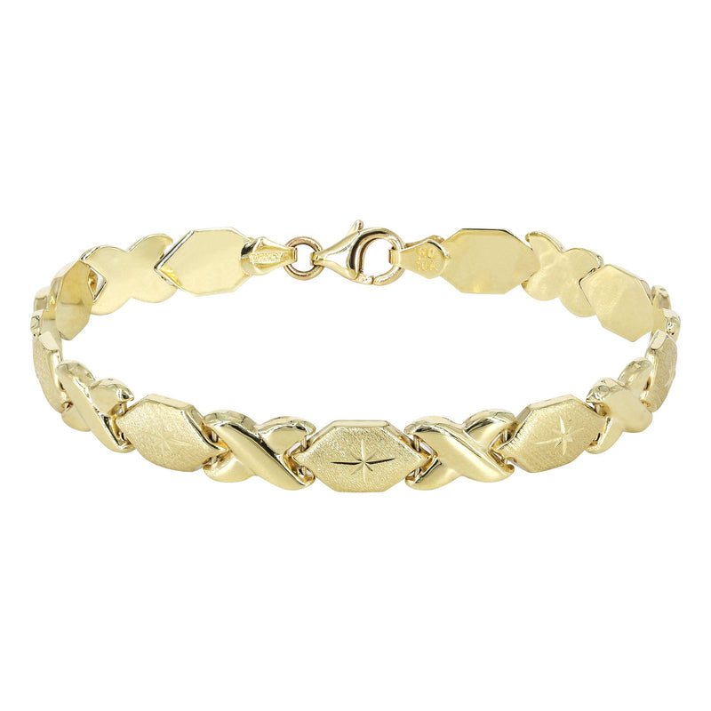 YELLOW GOLD "XO" HOLLOW NECKLACE & BRACELET SET FOR WOMEN | APPX 17.1 GRAMS