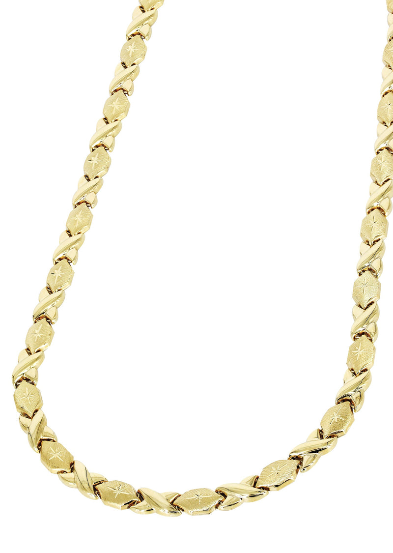 YELLOW GOLD "XO" HOLLOW NECKLACE FOR WOMEN | APPX 11.7 GRAMS