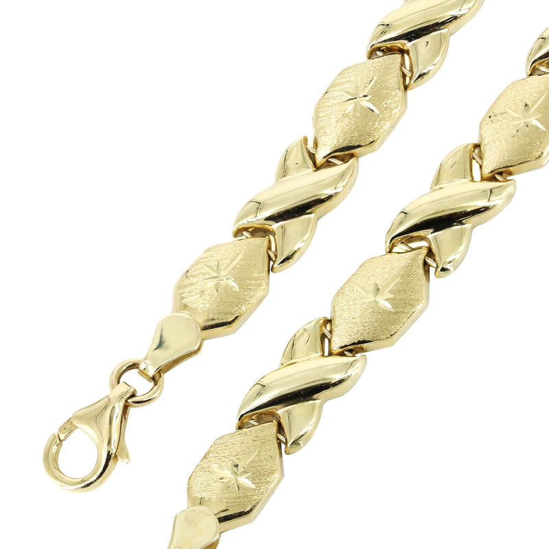 YELLOW GOLD "XO" HOLLOW NECKLACE & BRACELET SET FOR WOMEN | APPX 17.1 GRAMS