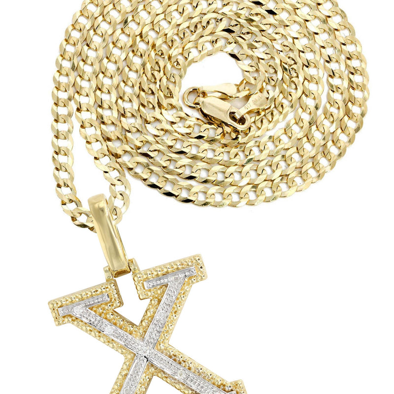 Diamond 10K Yellow Gold Letter "X" Necklace | Appx. 15.3 Grams