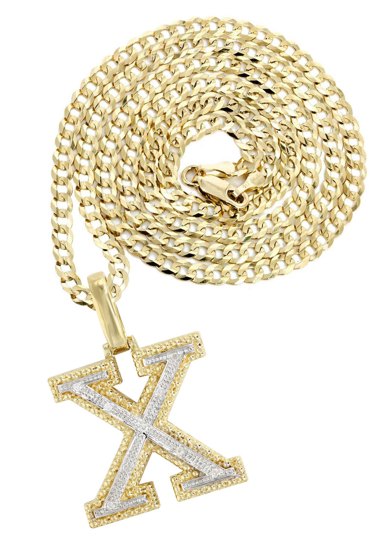 Diamond 10K Yellow Gold Letter "X" Necklace | Appx. 15.3 Grams