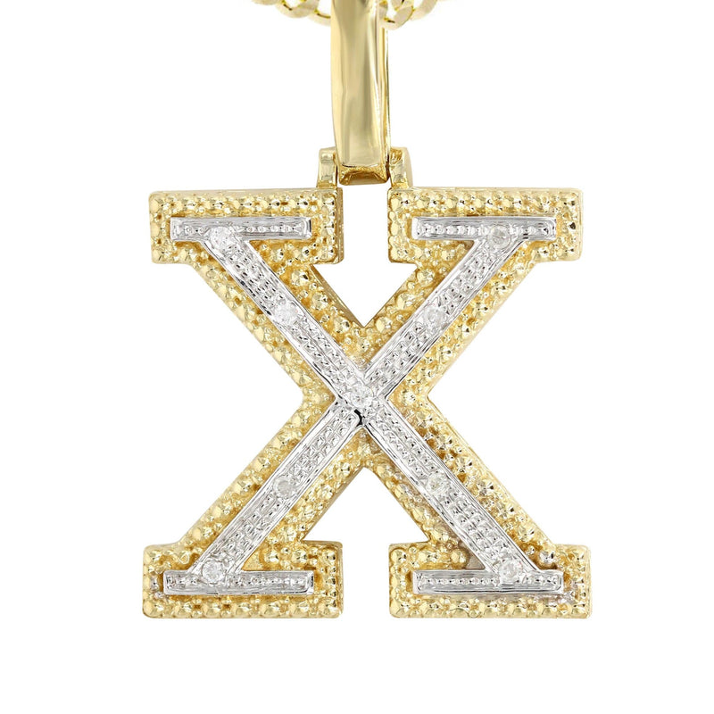 Diamond 10K Yellow Gold Letter "X" Necklace | Appx. 15.3 Grams