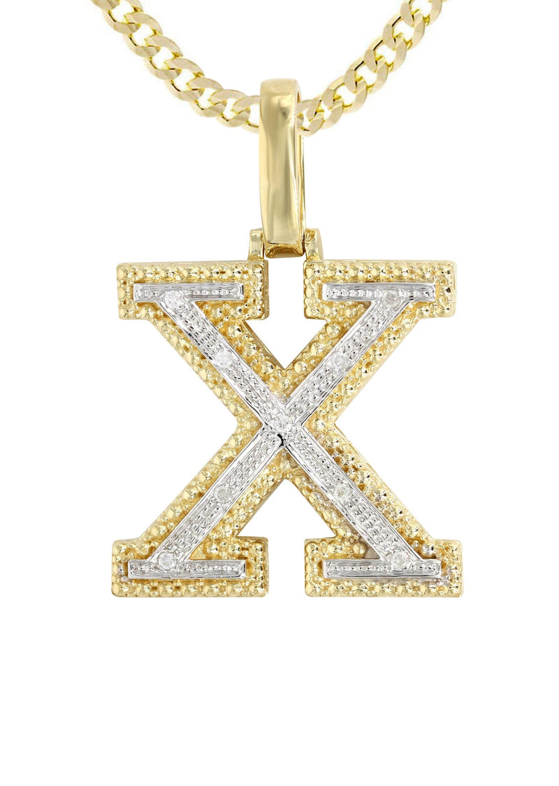 Diamond 10K Yellow Gold Letter "X" Necklace | Appx. 15.3 Grams