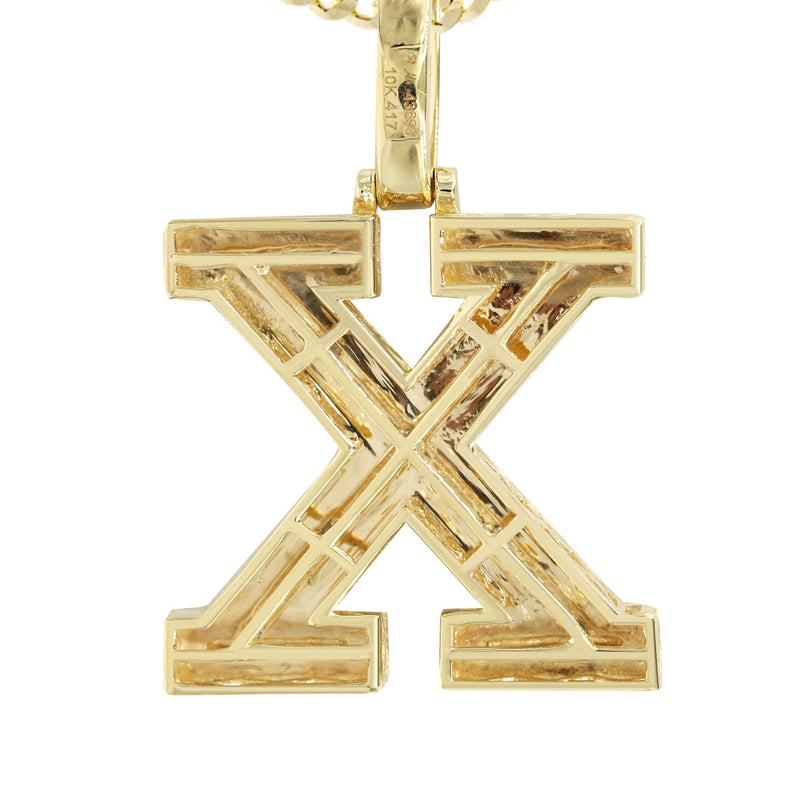 Diamond 10K Yellow Gold Letter "X" Necklace | Appx. 15.3 Grams