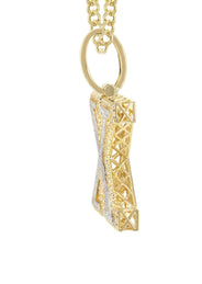Diamond 10K Yellow Gold Letter "X" Necklace | Appx. 15.3 Grams