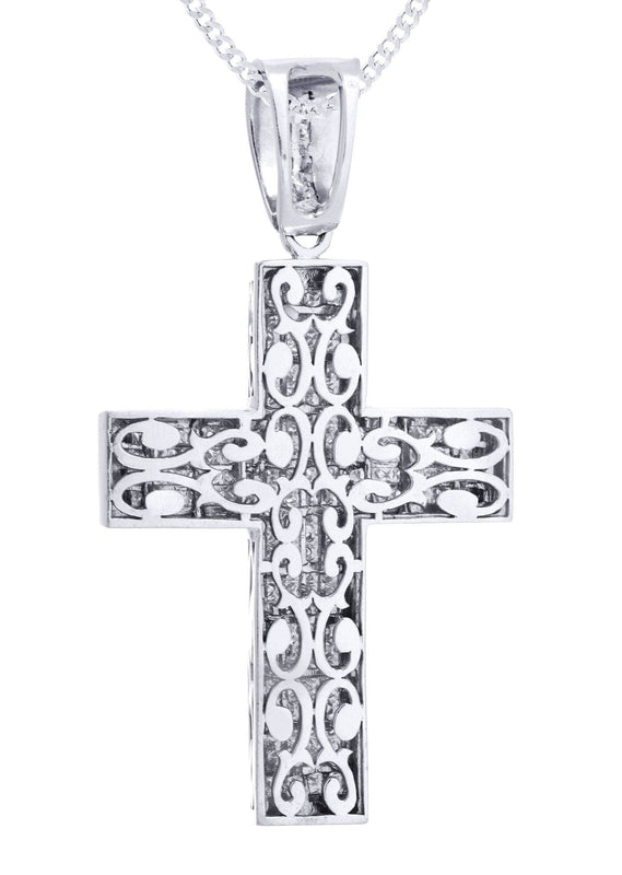 14 White Gold Diamond Cross Necklace  | 11.25 Carats
