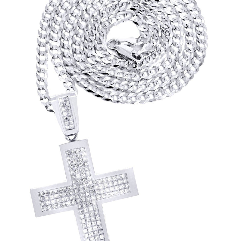 14 White Gold Diamond Cross Necklace  | 11.25 Carats