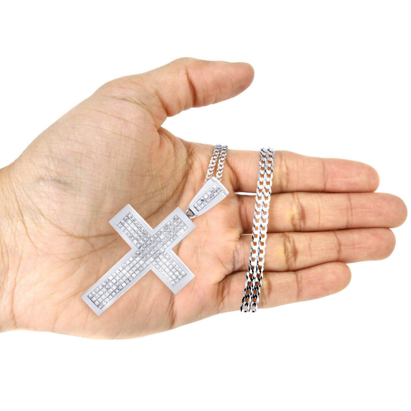 14 White Gold Diamond Cross Necklace  | 11.25 Carats