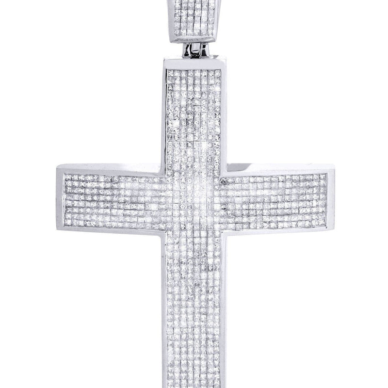 14 White Gold Diamond Cross Necklace  | 18.92 Carats