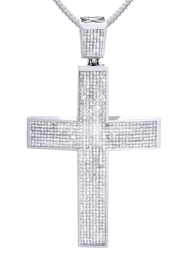 14 White Gold Diamond Cross Necklace  | 18.92 Carats