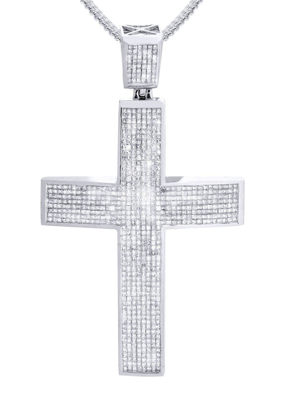 14 White Gold Diamond Cross Necklace  | 18.92 Carats