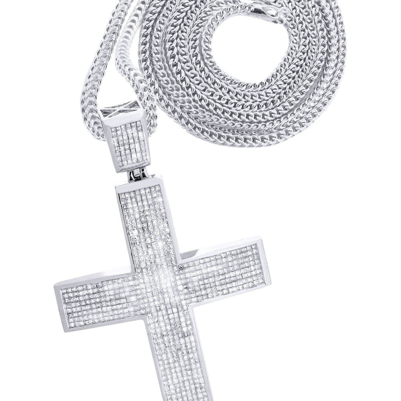 14 White Gold Diamond Cross Necklace  | 18.92 Carats
