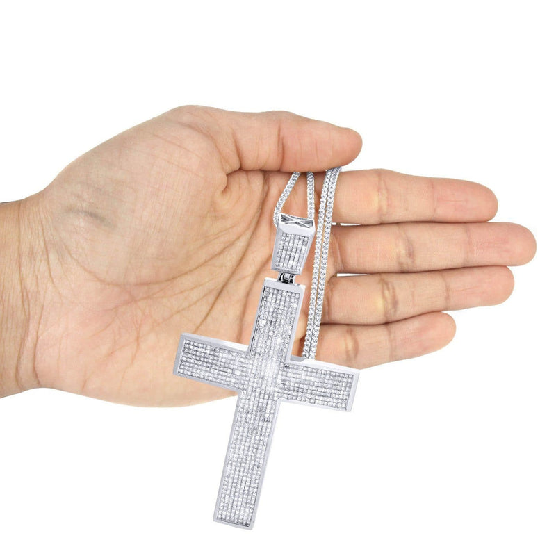 14 White Gold Diamond Cross Necklace  | 18.92 Carats